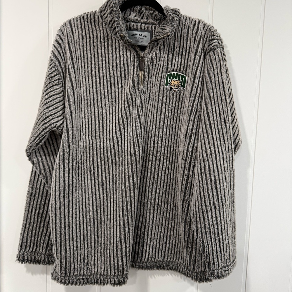 Heritage Ohio University Gray Striped Quarter Zip S weater